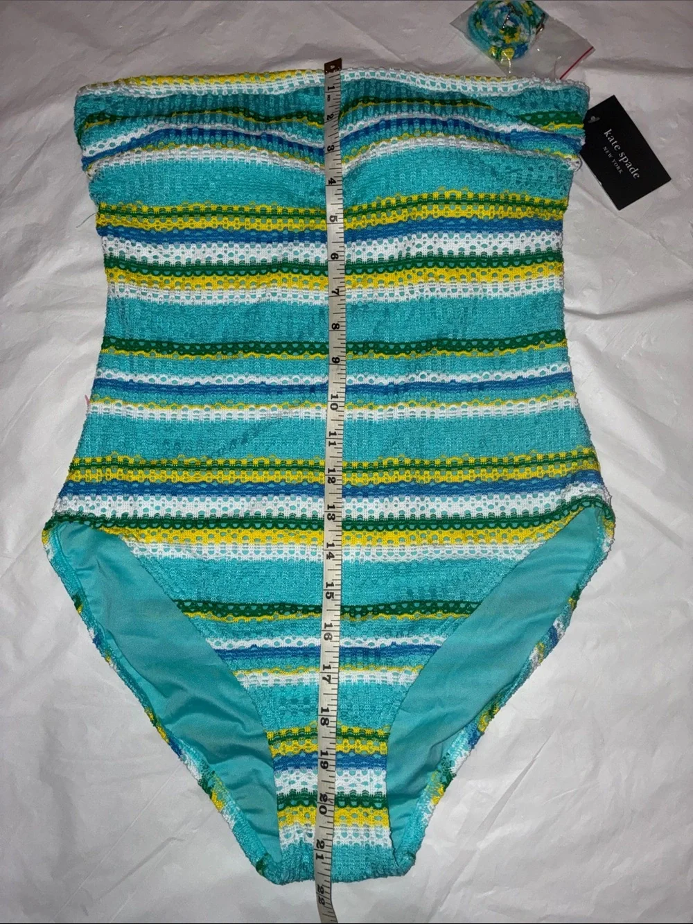 kate spade Turquoise, Green and Yellow Strapless One-Piece